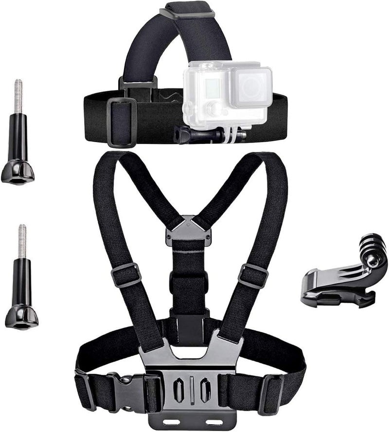 VVHOOY Action Camera Accessories Head Strap Mount Chest Harness Compatible with AKASO EK7000 Brave 4 Brave 7 LE V50X Native/GoPro HERO 13 12 11 10 9 8 7 6 5/VEMONT/Dragon Touch/ODDV/HLS/Apexcam/REMALI - Image 1